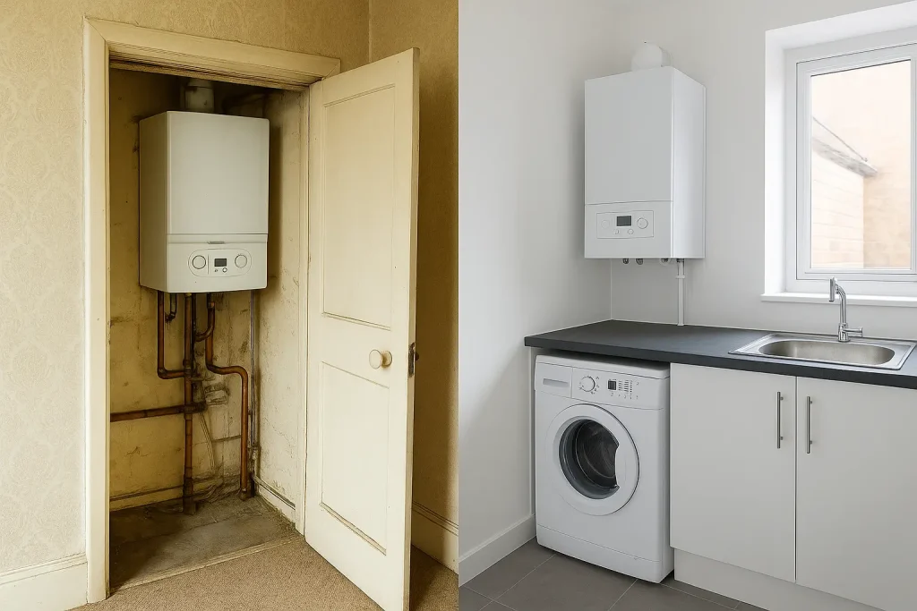 Victorian tenement boiler cupboard vs a modern flat utility room